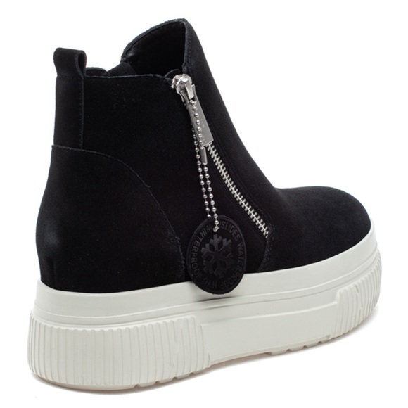NWT J/SLIDES WYONA Black Suede Waterproof Hidden Wedge Sneaker Bootie - Picture 3 of 14